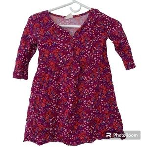 GIRLS LONG SLEEVE PINK FLORAL DRESS RAYON SIZE 7